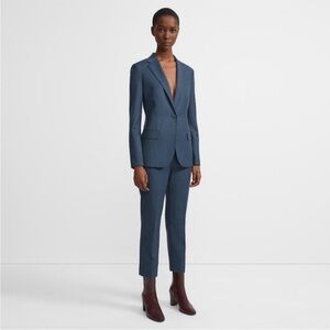 Theory Women's dark Navy/ black Blazer 00 staple sleek flannel 100 % virgin wool